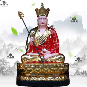 金身地藏王菩萨佛像站像面容慈祥身披袈裟地藏王大弟子道明法师和闵公神像